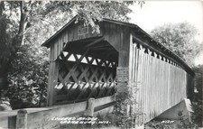 CEDARBURG, WI, COVERED BRIDGE vintage real photo postcard rppc WISCONSIN 1940s picture