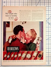 Vintage 1940s Hamilton Watch Ad Christmas Kiss Couple Lancaster PA Railroad picture