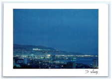 Vintage Harbor Hillside City Lights Algiers Algeria Nightscape Postcard picture