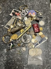 VTG Grandpa’s Estate Junk Drawer Jewelry Pins Watches Coins Masonic Cool Stuff picture