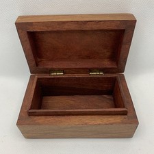 Jewelry, Trinket, Wood Box ( Sheesham) India Hardwood,  Vintage, 5x3x2-1/8”  picture