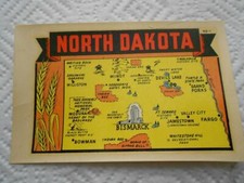 Vintage Lindgren Turner North Dakota Travel Luggage Decal in Original Sleeve picture