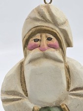 Wooden Santa Hand Carved Ornament Signed P. Schifferl picture