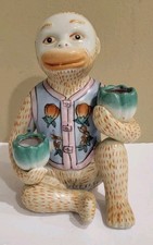 Hollywood Regency Chinoiserie Monkey Candle Holder Lotus Decor Vintage 7