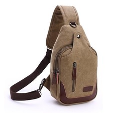 Canvas Sling Bag for Men Crossbody Chest Bag Casual Daypack Rucksack Small Cr... picture