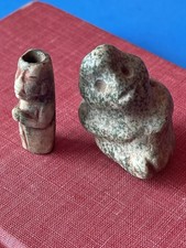 Pre Columbian Mezcala Mayan Olmec Two Green Stone pieces picture