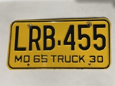 1965  Missouri License Plate Truck 65 LRB 455 picture