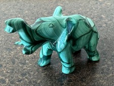 Vintage Hand-Carved Elephant Malachite Figurine picture
