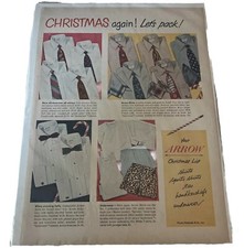 1940s Vintage Arrow Shirts Christmas Print Ad Men’s Fashion Clothing Original picture