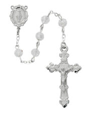 Crystal Aurora Borealis Bead Rosary Rhodium Center And INRI Crucifix 6mm Beads picture