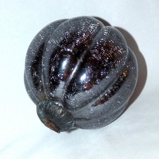 Antique German Kugel Ornament Ribbed Melon Crackle Silver Mercury Glass 5.5