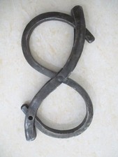 VINTAGE HANDCUFFS DOLLAR $ SHAPE FOR PRISONER , POLICE USE SHACKLES picture