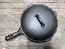Vintage Vollrath Ware #8 Cast Iron Deep Skillet Chicken Fryer w/ Lid RESTORED picture