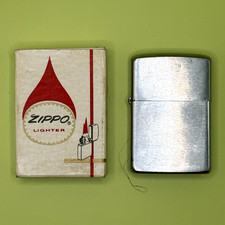 Zippo Silver Tone Lighter w/ Original Box & Guarantee Paperwork Cigarettes Theme picture