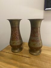 pair antique metal vase set picture