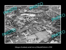 OLD LARGE HISTORIC PHOTO GLASGOW SCOTLAND AERIAL VIEW OF MARYHILL c1950 picture