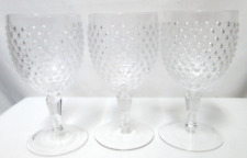 Hobnail Glass large water wine glass goblet Set 3 stemmed 7.3