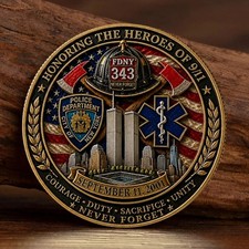 9/11 Memorial Challenge Coin September 11 2001 FDNY NYPD EMS Never Forget picture