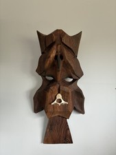 Vintage Mid Century Modern MCM Abstract Carved Wood Owl Sculpture original art picture