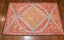 antique hand embroidered turkish metal threaded needlepoint textile tapestry rug picture