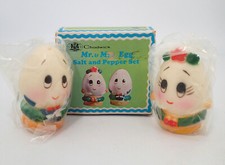 Vintage NOS Mr and Mrs Humpty Dumpty Girl and Boy Egg Salt Pepper Shakers picture