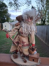 RARE SIGNED JAMES CRAMER ORIGINAL FOLK ART SANTA - VINTAGE WOOL BLANKET COAT picture
