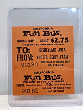 Vintage 1970's Disneyland Fun Bus Ticket Unused Very Rare Round Trip picture