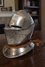 Medieval Close Armet Helmet Steel Knight Armor LARP Cosplay Display picture