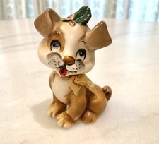 Vintage MCM Josef Originals Christmas Holly Mistletoe Dog Puppy Figurine Japan picture