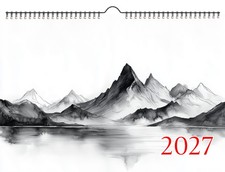 2027 Wall Calendar ~ Sumi-e Mountains: Majestic peaks lakes and misty ridges picture