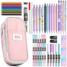 Nicpro 45PCS Mechanical Pencils with 462 Lead Refills (Pink) | 0.5mm-2.0mm Cu... picture