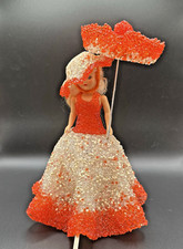 Vtg 1960's MCM Melted Plastic Popcorn Doll Nitelight Lamp Bright Orange Kitsch picture