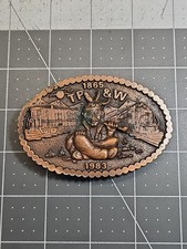 Vintage 1983 TP&W Railroad Belt Buckle Toledo Peoria & Western Railway Train picture