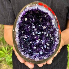 3.52LB Large Natural amethyst Dinosaur egg Quartz Crystal specimen healing picture