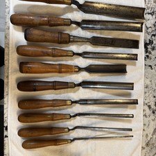 10 Pc Mixed Set Of Vintage Gouge Chisels picture
