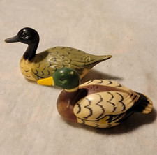 Vintage Lot Of 2 Plastic Duck Figurines, Mallard Drake & Pintail, 3 - 3 1/2