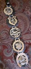 Brass Horse Bridle Medallions Leather Strap set of 5 picture