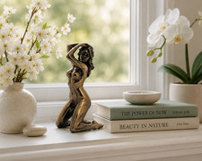 Bronze Finish Nude Female Statue Sculpture 7.13
