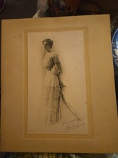 PAIR ANTIQUE SIGNED PHOTOS ETHEL BARRYMORE FRITZI SCHEFF 1905 BROADWAY PORTRAITS picture