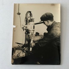 Antique Vintage Photo Photograph Image Man Working on Shop Machine Equipment  picture