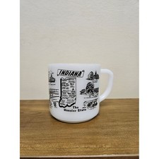 Federal Glass Indiana The Hoosier State White Milk Glass Mug Vintage Heat Proof picture