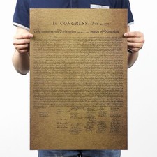 1776 Declaration of Independence Poster Vintage USA Constitution Kraft Paper picture