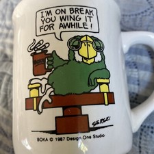 Vintage 1987 Sergei Artist Books Parrot Ceramic Coffee Cup By Boka Design Studio picture