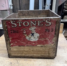 Antique Stones Spices Wood Box Crate Spice Advertising General Store Chef Logo picture