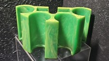Vintage Bakelite Catalin Green Yellow Swirl Poker Chip Caddy Card Holder 292g picture