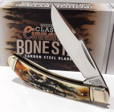 Rough Ryder Brown Cinnamon Stag Bone Carbon Bow Trapper Pocket Knife RR2425 picture