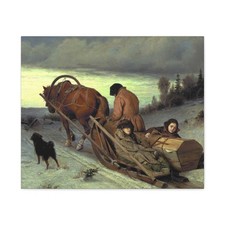 Vasily Perov (1833–1882) Sending off the Deceased 1865 - Canvas Wall Art picture