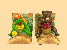 Vintage Franklin the Turtle & Bear Resin Bookends Kids Room Nursery Decor 2000s picture