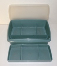 Tupperware Stow-n-Go 3-Piece Blue Storage Container Organizer Box 767~768-769 picture