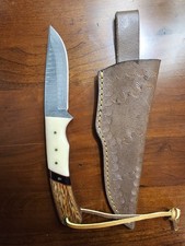 Maurice Jernigan Hand Forged Ladder Damascus Custom Fixed Blade Leather Sheath picture